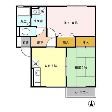 ヴィステリアA・B(2DK/2階)の間取り写真
