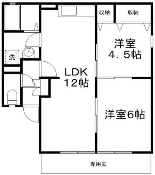 OA FLAT東南(2LDK/1階)の間取り写真
