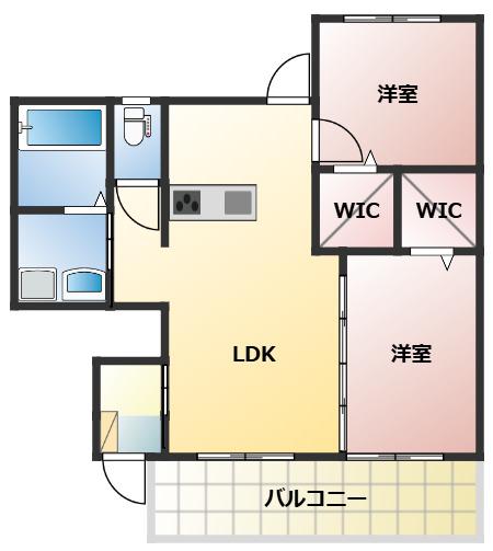 ミアカーサ・セリC(2LDK/1階)の間取り写真