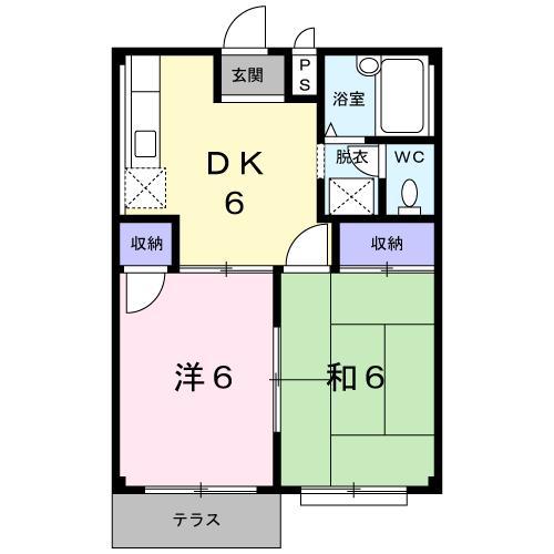 ハイツグローリー(2DK/1階)の間取り写真
