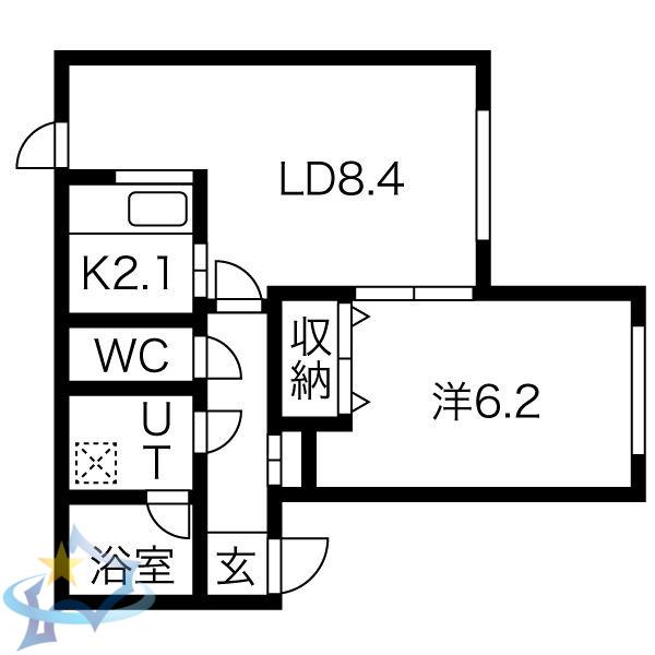 ブランシェ西14(1LDK/5階)の間取り写真