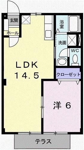 ブルーマウンテン(1LDK/1階)の間取り写真
