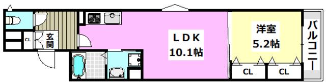 ピレーネ一津屋(1LDK/1階)の間取り写真