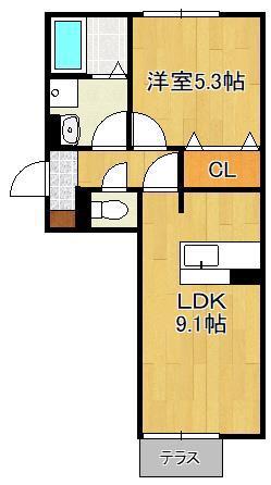 ザ・レジデンスD-ROOM守恒(1LDK/1階)の間取り写真