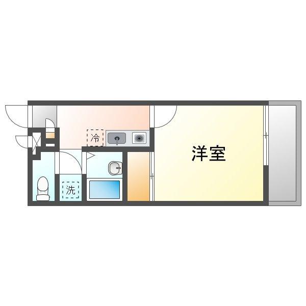 クレイノチビラーサン K(1K/1階)の間取り写真