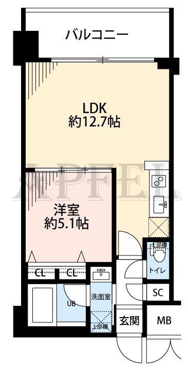 グランカーサ新大阪サウス(1LDK/3階)の間取り写真
