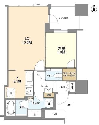 クラッシィタワー淀屋橋(1LDK/8階)の間取り写真