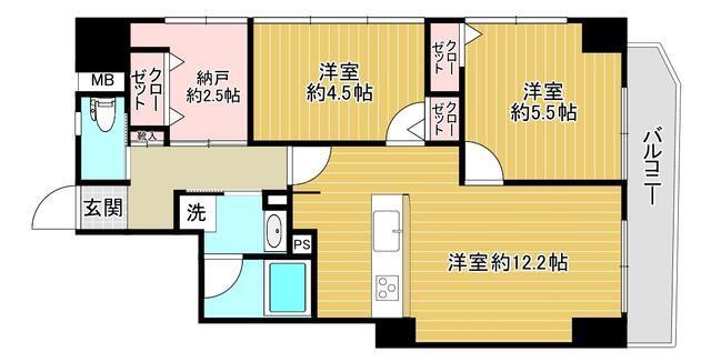 グランドヒルズ大森(2SLDK/10階)の間取り写真