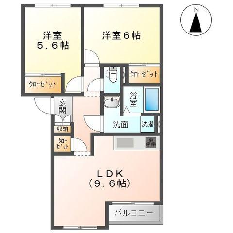 シティルミナスII(2DK/2階)の間取り写真