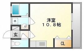 りんごの木I(ワンルーム/2階)の間取り写真