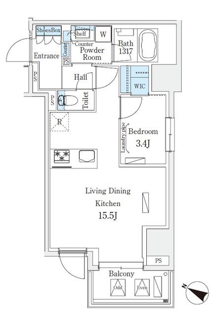 URBAN BREEZE 恵比寿(1LDK/6階)の間取り写真