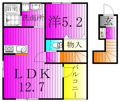 リーブルファイン野田中野台(1LDK/2階)の間取り写真