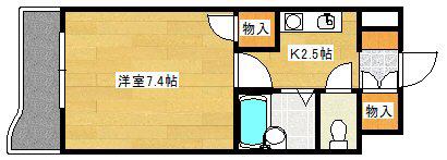 ソレーユ西山(1K/2階)の間取り写真