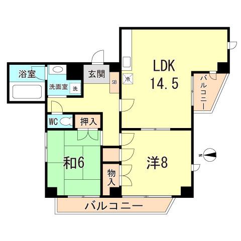 ミナミマチマンション(2LDK/3階)の間取り写真