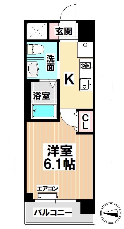 LIVE CASA堀田(1K/7階)の間取り写真