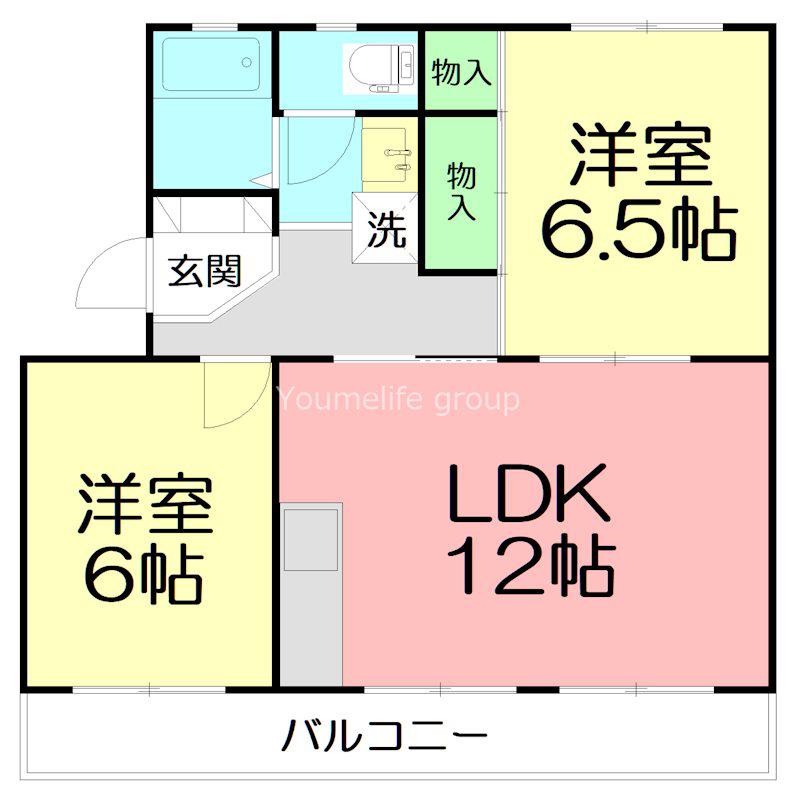 オピュレンス小田原(2LDK/4階)の間取り写真