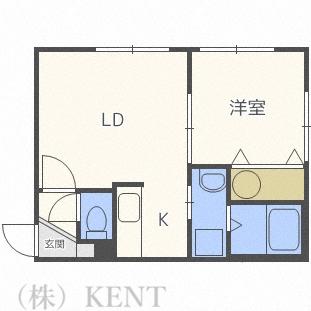 /ラカーサフェリーチェ発寒(1LDK/4階)の間取り写真