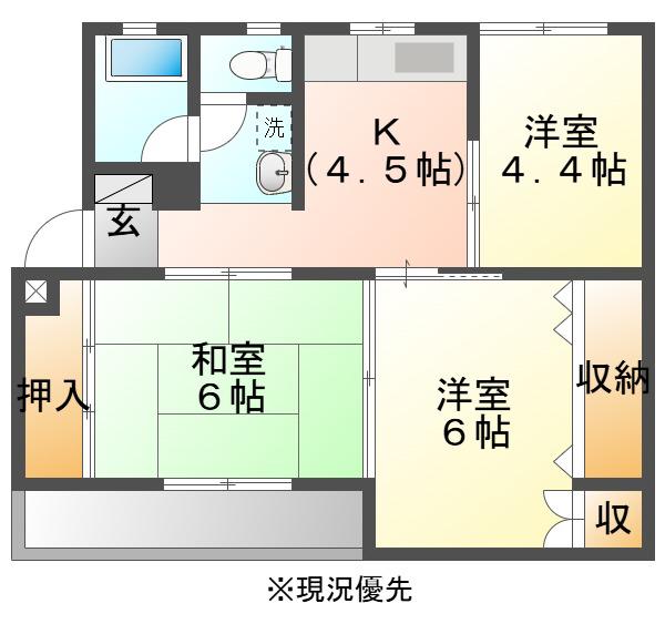 HKヴァンベール(3K/1階)の間取り写真