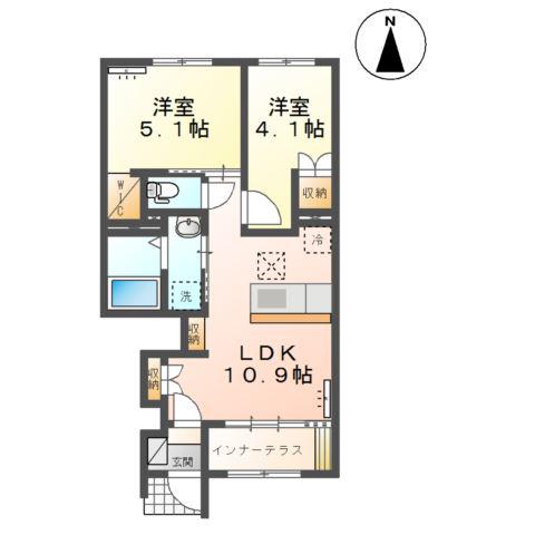 コムルソレイユ(2LDK/1階)の間取り写真