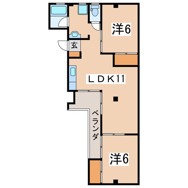 フジパレスマンション(2LDK/2階)の間取り写真