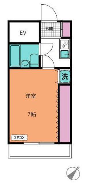 ベルコート東中神(1K/2階)の間取り写真