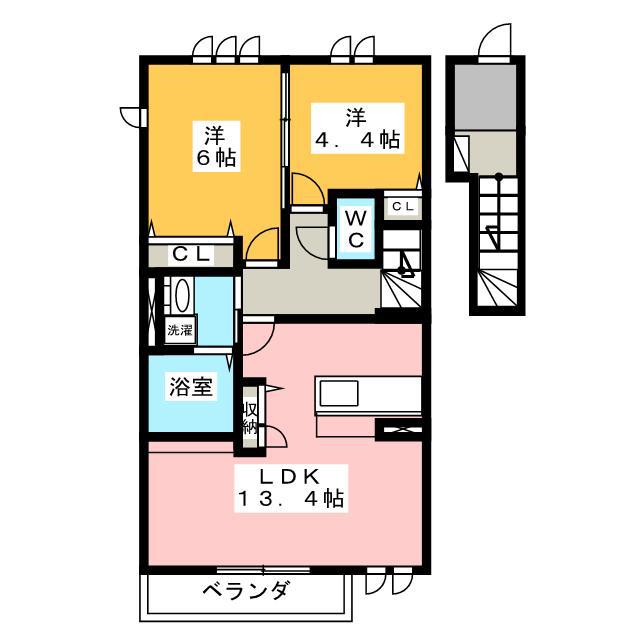 オアーゼ B(2LDK/1階)の間取り写真