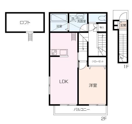 ラペ・シャテーヌ(1SLDK/2階)の間取り写真