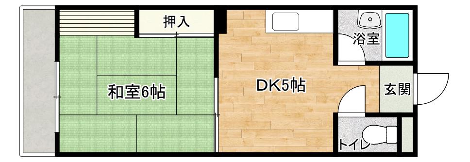 コーポ奈多(1DK/3階)の間取り写真