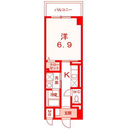 プレールヨコスカ(1K/4階)の間取り写真