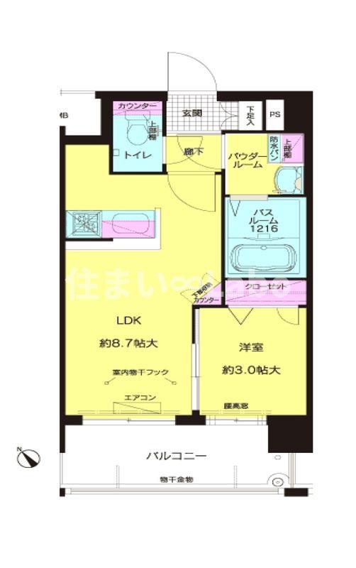 エフ・パルク高宮(1LDK/4階)の間取り写真