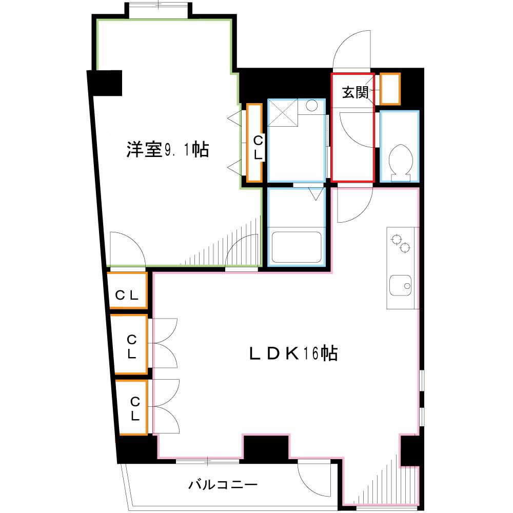 コレクション武蔵野(1LDK/5階)の間取り写真