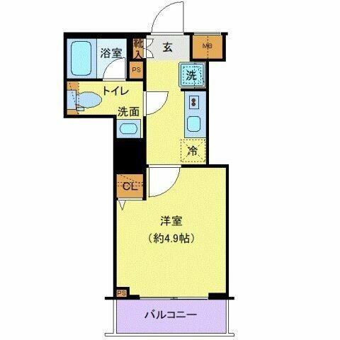 プレール・ドゥーク戸越銀座通(1K/4階)の間取り写真