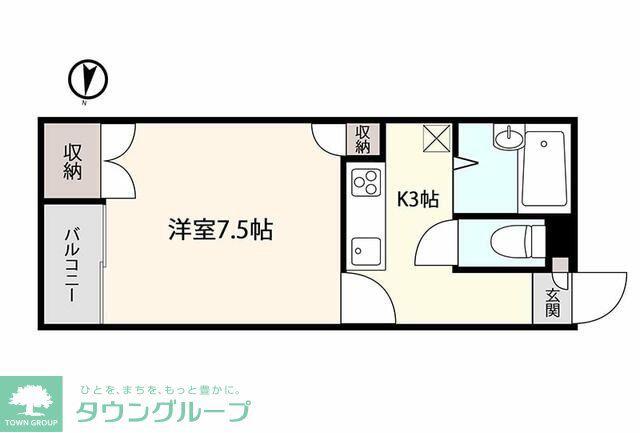 ベルヴュー高崎C棟(1K/1階)の間取り写真