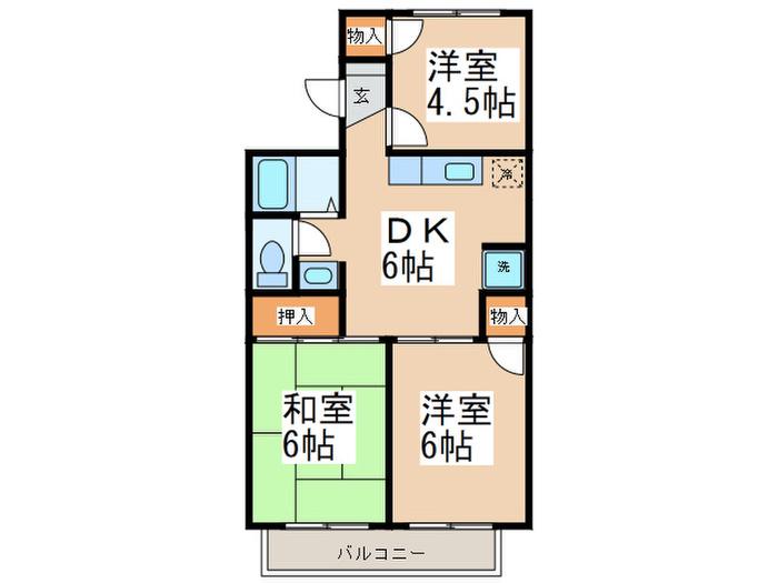 エクセル岡本I(3DK/2階)の間取り写真