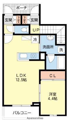グレイスヒスイ室見(1LDK/1階)の間取り写真