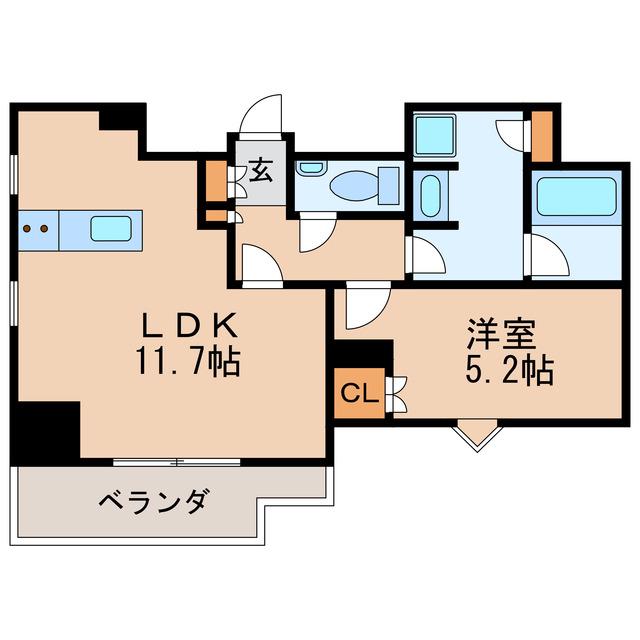 GRAN PASEO名古屋伏見(1LDK/6階)の間取り写真