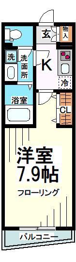 リージア千歳船橋(1K/3階)の間取り写真