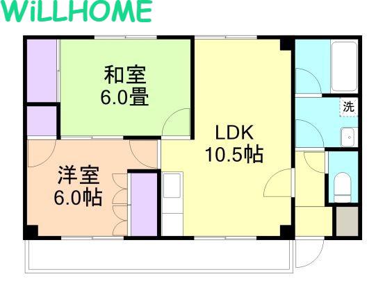 下川マンション(2LDK/3階)の間取り写真