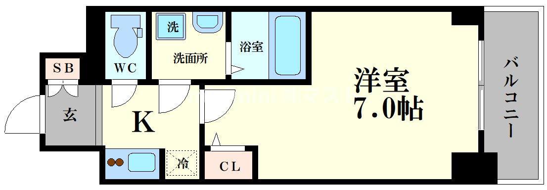 S-RESIDENCE福島ALOVITA(1K/3階)の間取り写真