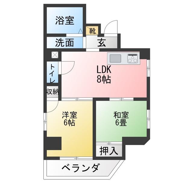 アーバンローズ日本橋(2LDK/5階)の間取り写真
