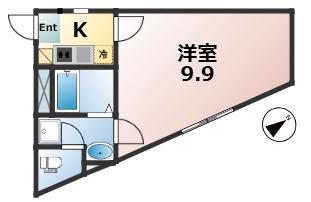 CLASSO春日部(1K/1階)の間取り写真