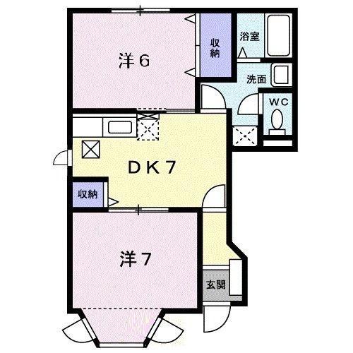 ミレニアムKANⅠB(2DK/1階)の間取り写真