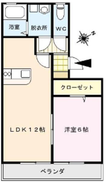 ハウスフリーデ3(1LDK/3階)の間取り写真