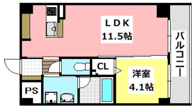 エール茨木本町(1LDK/1階)の間取り写真