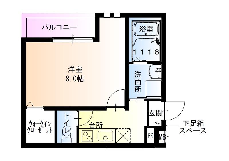 フジパレス鴻池新田駅東(1K/2階)の間取り写真