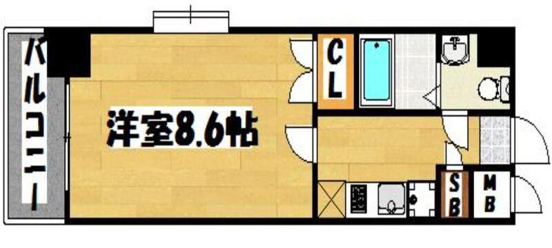 ピュアドームエクザ薬院(1K/6階)の間取り写真
