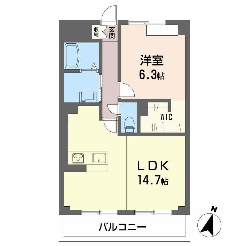 スクエアエムズ(1LDK/3階)の間取り写真