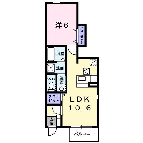 アルメールB(1LDK/1階)の間取り写真