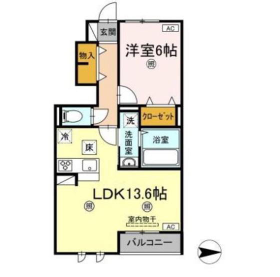 ルヴァン ドゥ ソレイユ(1LDK/1階)の間取り写真
