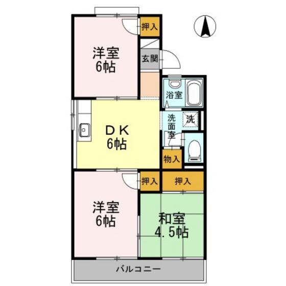 コーポラス芳泉 C棟(3DK/2階)の間取り写真